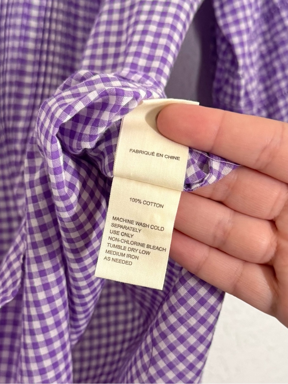 Birds of Paradis by Trovata Jess Puff Sleeve Blouse in Lilac Gingham Plaid Large - Picture 7 of 7